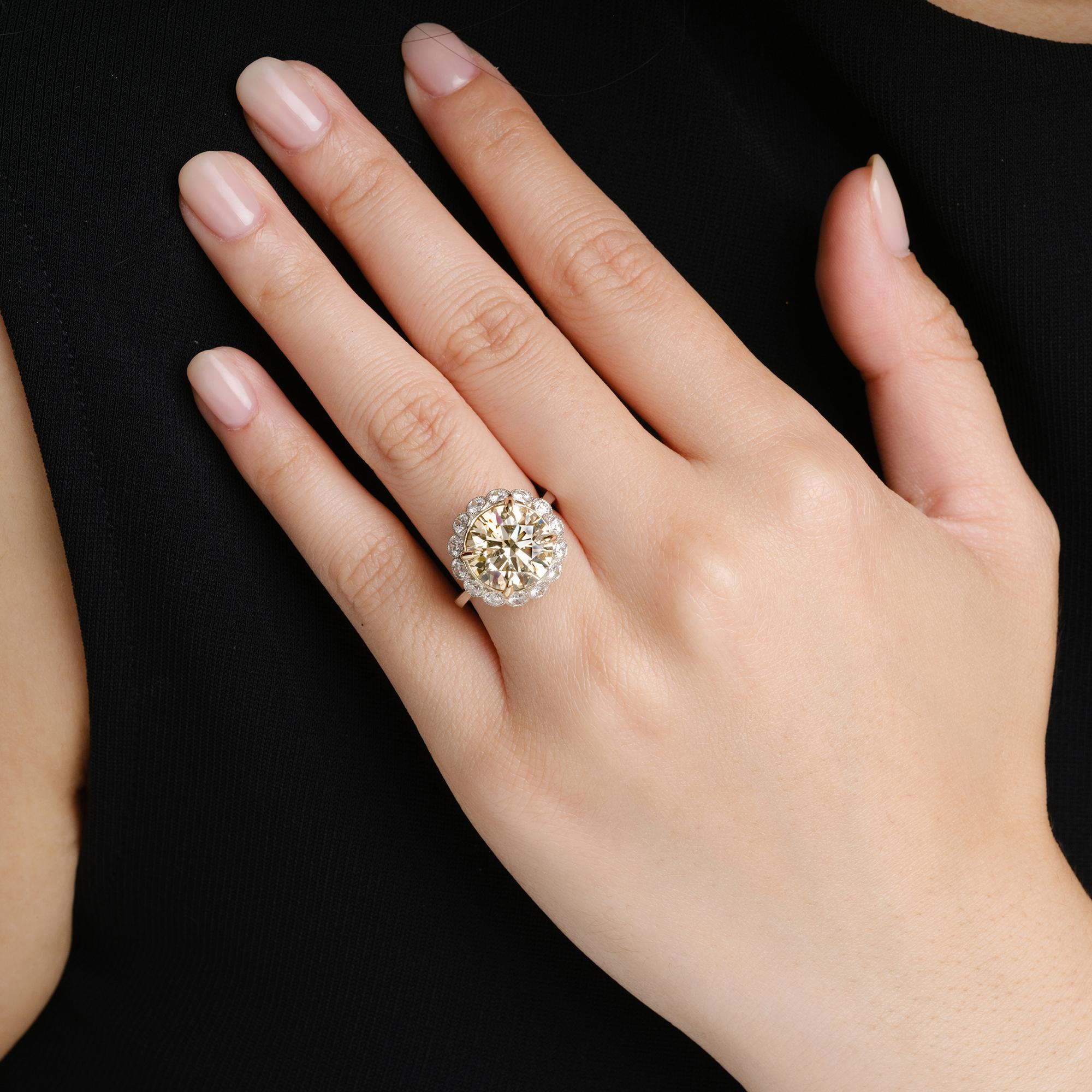 Estate GIA Certified 6 Carat Round Fancy Brown-Yellow Engagement Ring