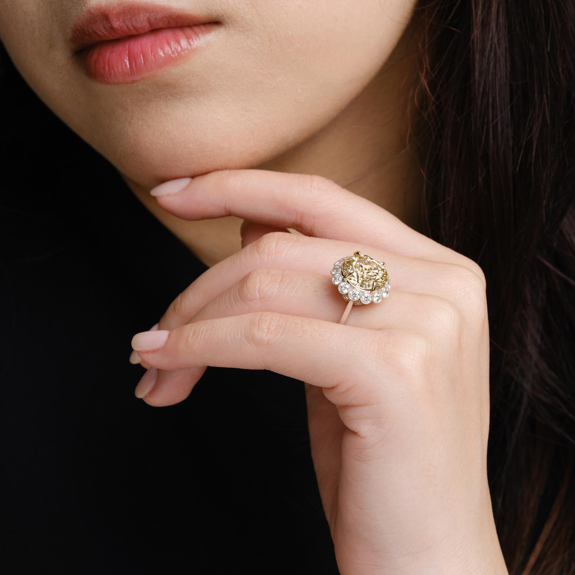 Estate GIA Certified 6 Carat Round Fancy Brown-Yellow Engagement Ring