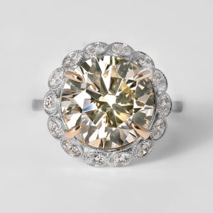 Estate GIA Certified 6 Carat Round Fancy Brown-Yellow Engagement Ring