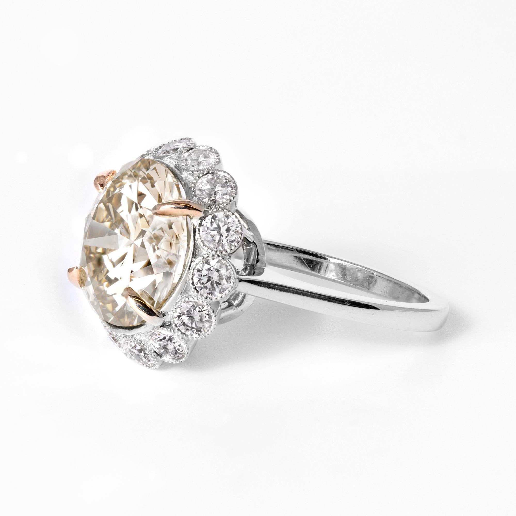 Estate GIA Certified 6 Carat Round Fancy Brown-Yellow Engagement Ring