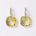 Estate 47.61ct Lemon Quartz & Diamond 14k Gold Drop Earrings