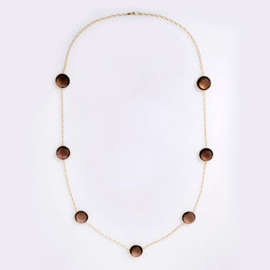 140 Carats Smoky Quartz 36" 14k Yellow Gold Estate Station Necklace