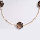 140 Carats Smoky Quartz 36" 14k Yellow Gold Estate Station Necklace