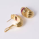Retro Ruby 18k Yellow Gold Tank Earrings, 1940s