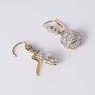 Edwardian Old Mine Diamond Plat/14k Floral Daisy Dangle Earrings