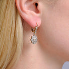 Edwardian Old Mine Diamond Plat/14k Floral Daisy Dangle Earrings