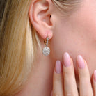Edwardian Old Mine Diamond Plat/14k Floral Daisy Dangle Earrings