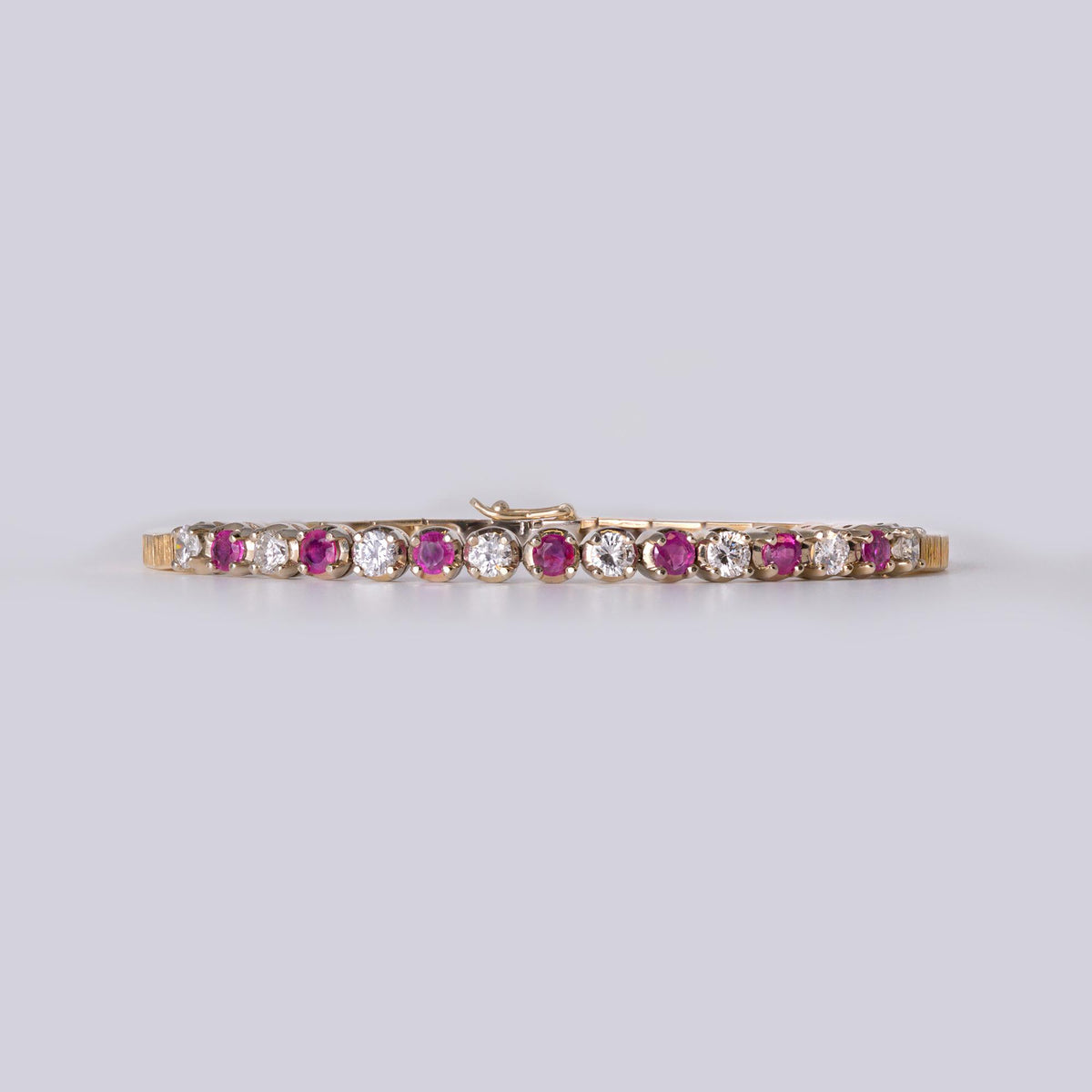 Vintage 1970s Ruby and Diamond 18k Gold Cocktail Bracelet