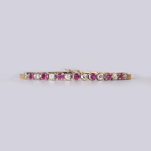 Vintage 1970s Ruby and Diamond 18k Gold Cocktail Bracelet