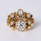 Antique 2.92 Carat Rose And Old Mine Cut Diamond 18k Gold Engagement Ring