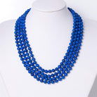 Mid Century Multi Strand Lapis Lazuli Beads Diamond Clasp Necklace