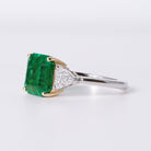 Art Deco Revival GIA Certified 3.93ct Emerald & Diamond Trinity Ring