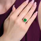 Art Deco Revival GIA Certified 3.93ct Emerald & Diamond Trinity Ring