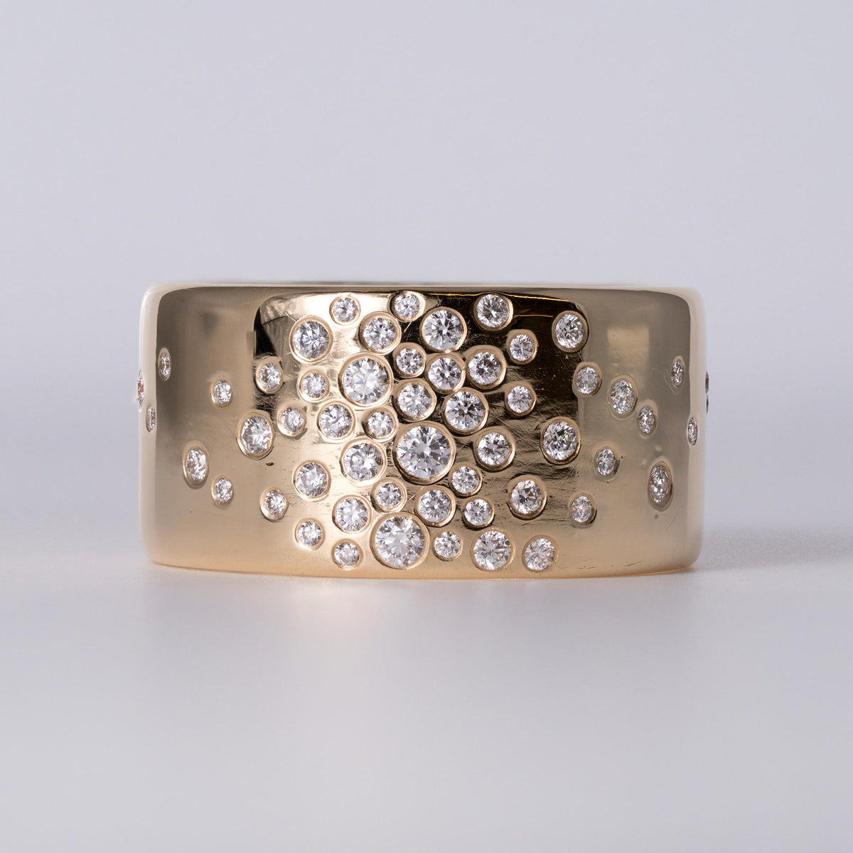 Estate Modern 0.42ctw Diamond 18k Gold Galaxy Wide Cigar Band Ring