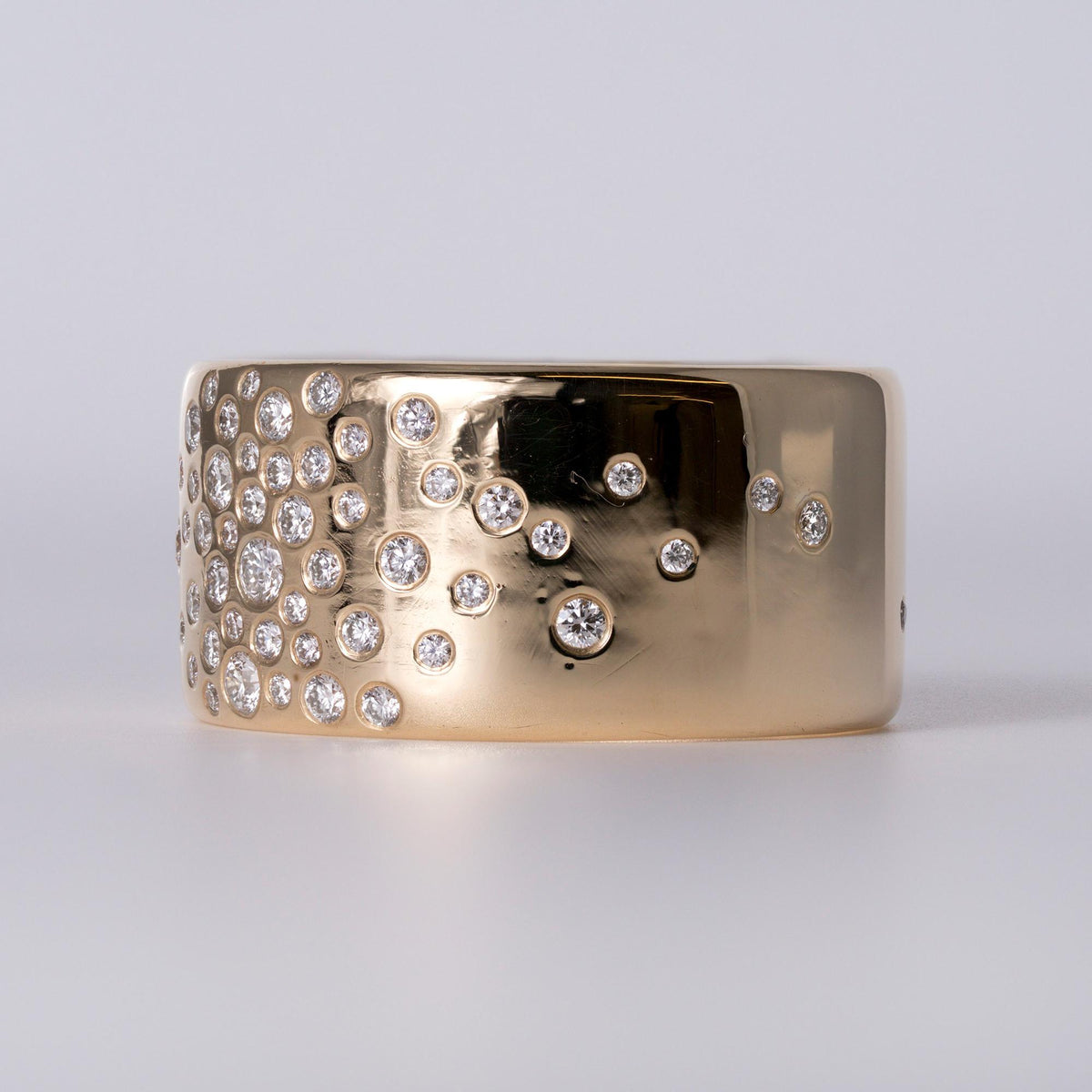 Estate Modern 0.42ctw Diamond 18k Gold Galaxy Wide Cigar Band Ring