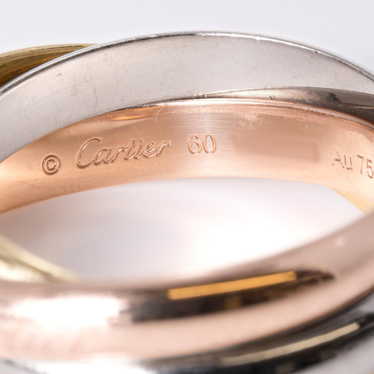 Cartier Trinity Tricolor Band Ring, Size 60 (US 9), Box & Papers