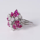 Mid Century 1970s Ruby & Diamond Waterfall Cocktail Ring