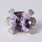 Vintage Judith Ripka 15 Carat Kunzite & Diamond Hearts Cocktail Ring