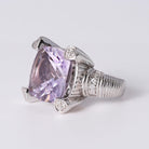 Vintage Judith Ripka 15 Carat Kunzite & Diamond Hearts Cocktail Ring