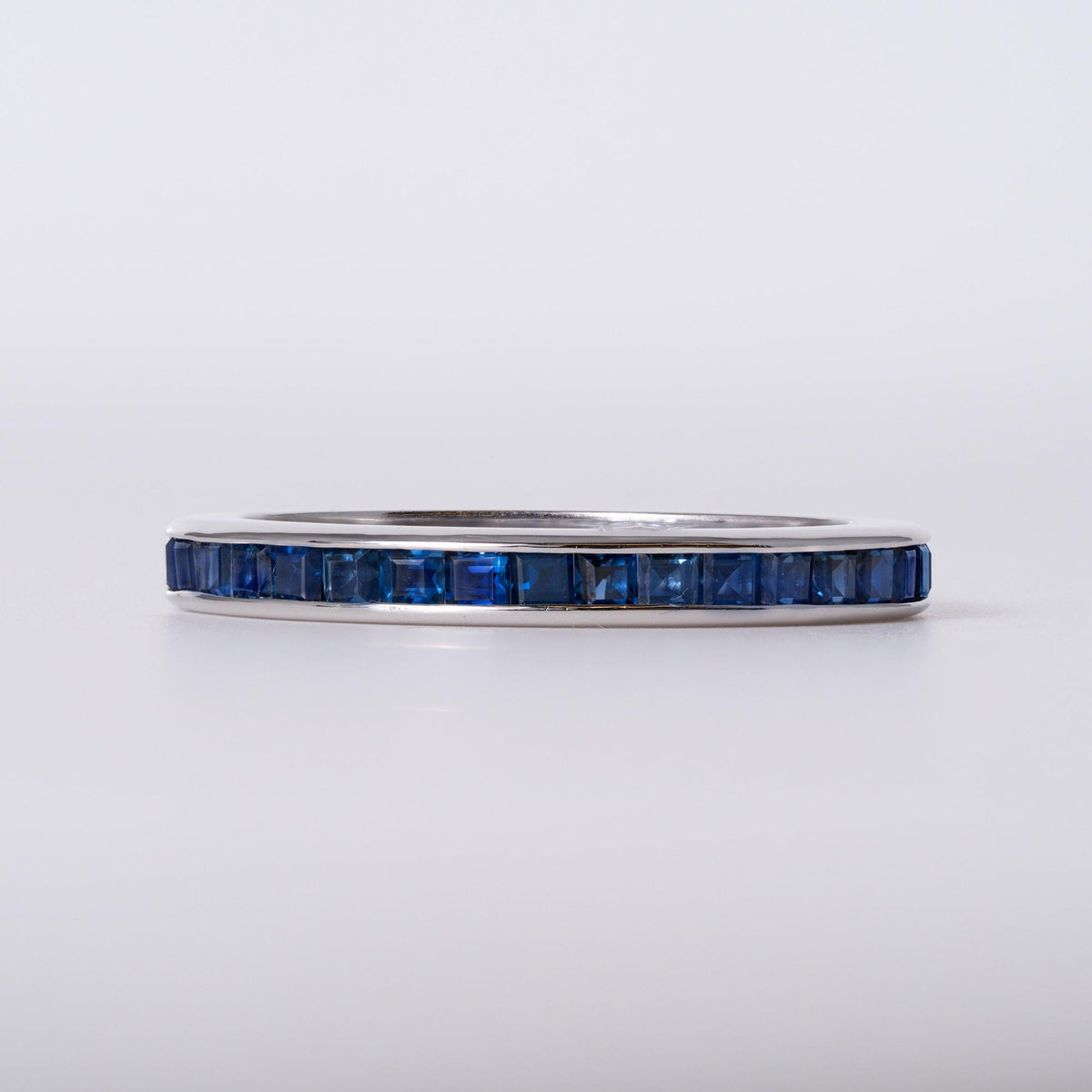 Antique 1920s Art Deco French Cut Sapphire Platinum Eternity Band