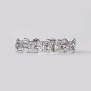 Flawless 1920s Art Deco 8 Carat Diamond Platinum Bracelet