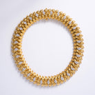 Chunky Mid Century Italian 18k Gold Diamond Sunflower Dog Collar Necklace