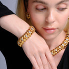 Vintage Mid Century Italian Gold Diamond Buccellati Style Sunflower Bracelet