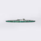 Antique Art Deco Tiffany & Co 6ct Emerald Platinum Line Bracelet