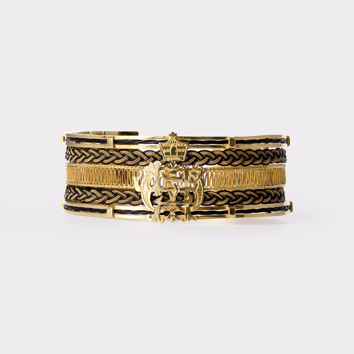 Important Ethiopian Crest 20k Yellow Gold Cuff Bracelet Circa 1960s JFK