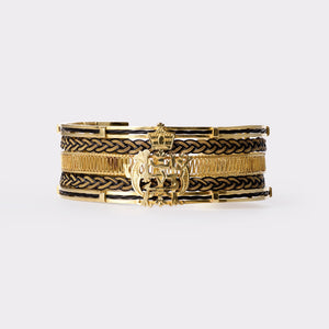 Important Ethiopian Crest 20k Yellow Gold Cuff Bracelet Circa 1960s JFK