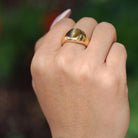 Vintage Unisex Cats Eye Chrysoberyl Gypsy Ring 14K Yellow Gold