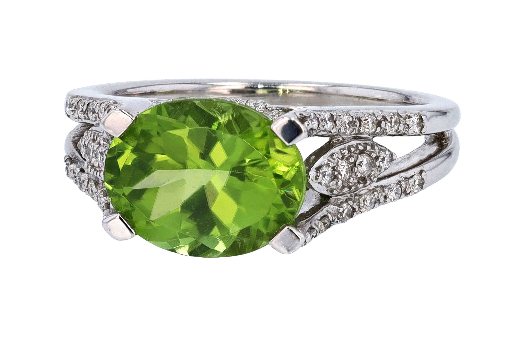 3 Carat Peridot Gemstone Engagement Ring