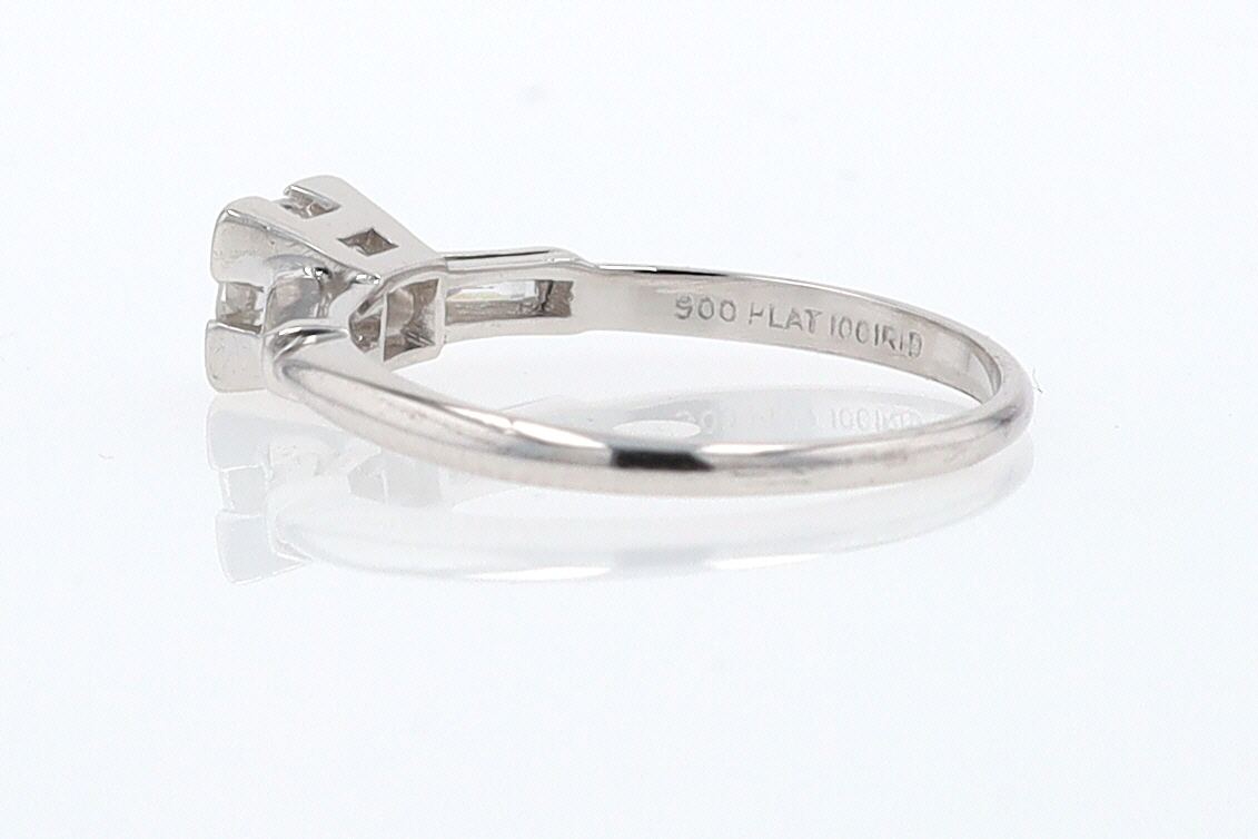 3 Stone Petite Platinum Art Deco Diamond Engagement Ring