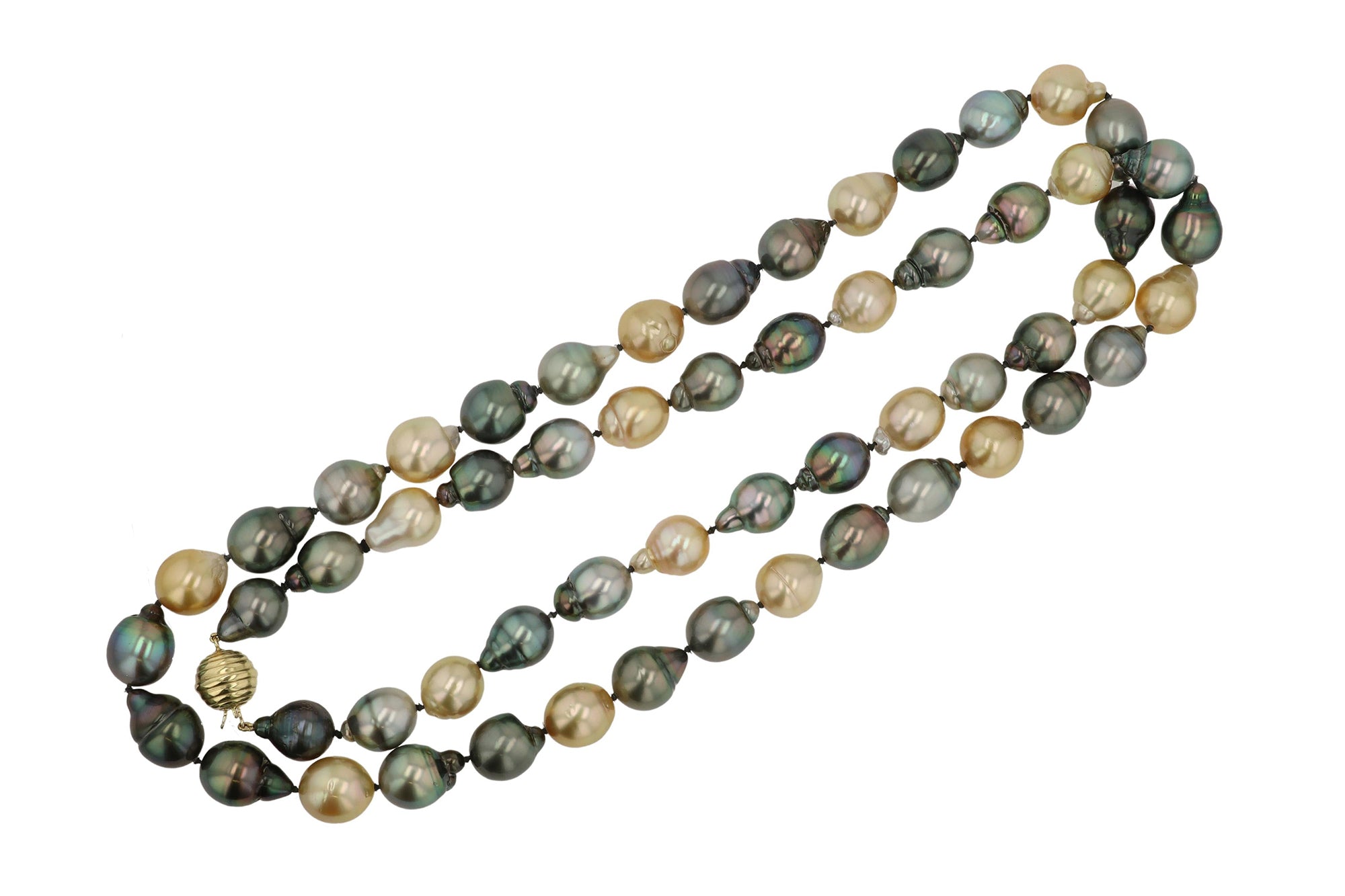 36" Golden South Sea and Black Tahitian Pearl Necklace