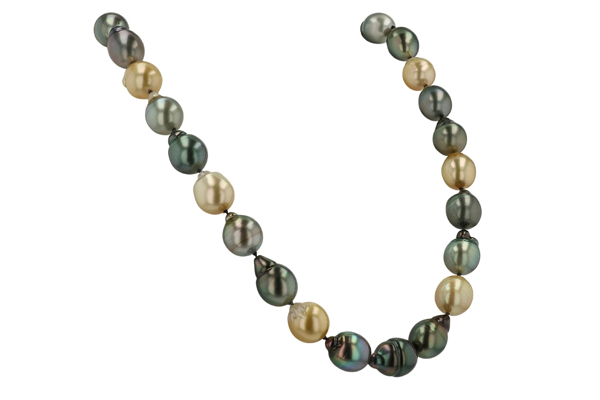 36" Golden South Sea and Black Tahitian Pearl Necklace
