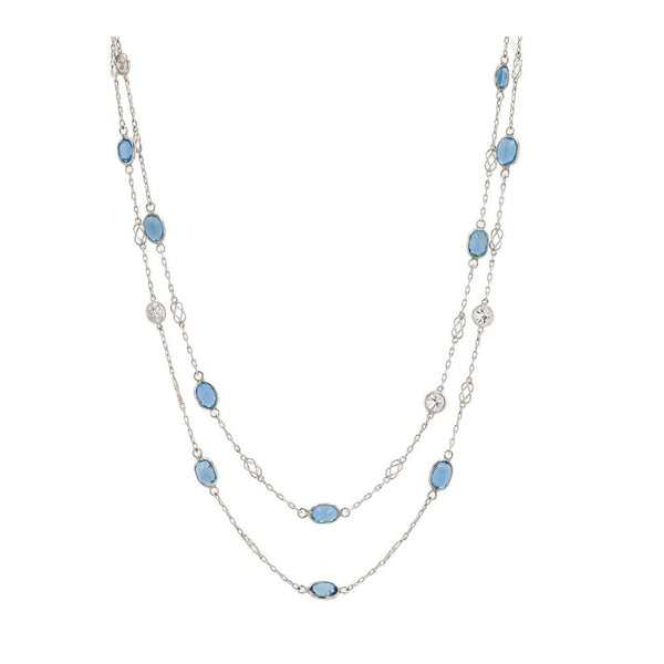 45" Platinum Aquamarine and Diamonds By the Yard Infinity Necklace