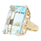 Estate 1930s Retro 50 Carat Emerald Cut Aquamarine Cocktail Ring