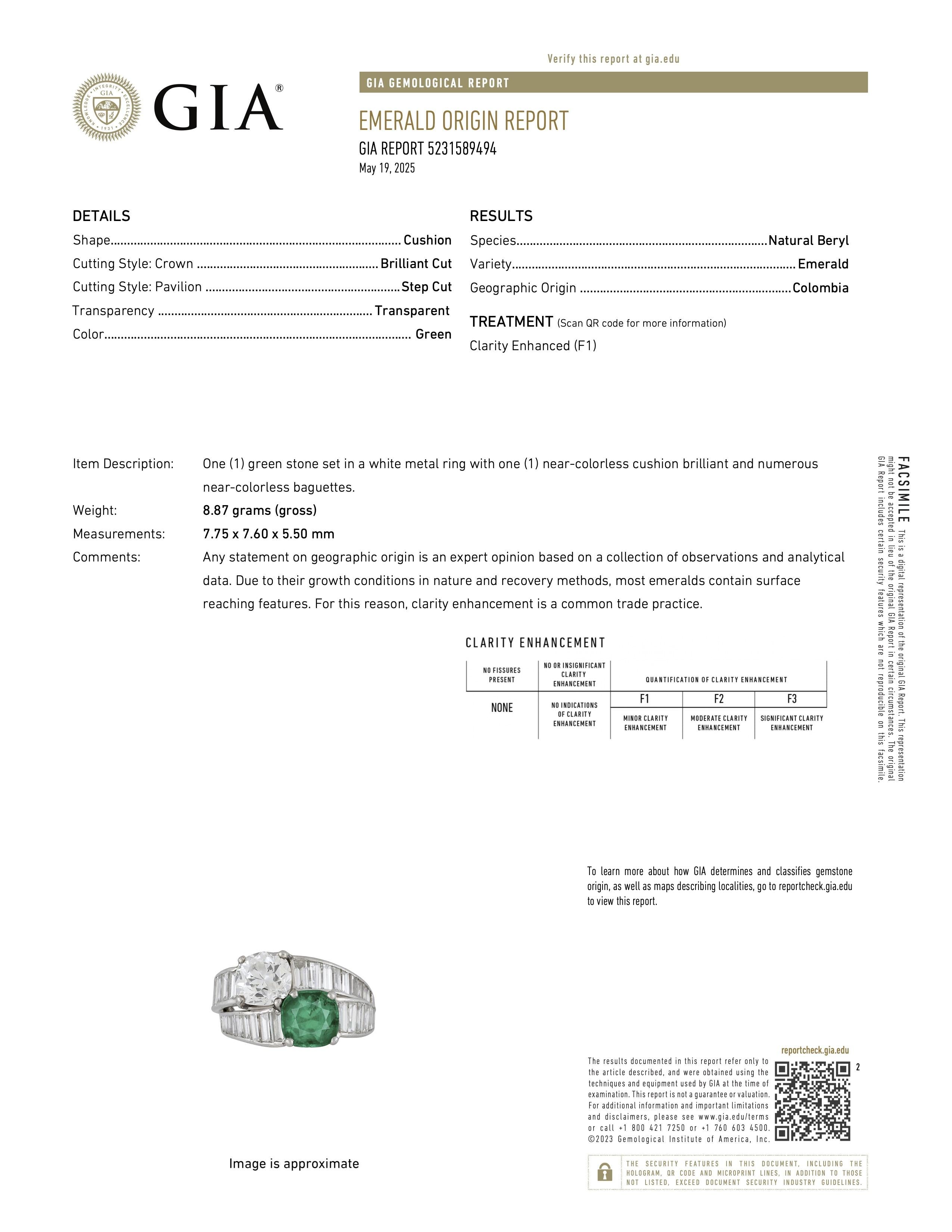 Art Deco 1930's Tiffany & Co GIA Certified Diamond & Emerald Toi Et Moi Ring