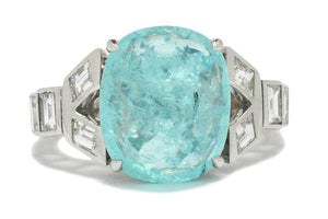 5 Carat Paraiba Tourmaline Sugarloaf Cabochon Engagement Ring