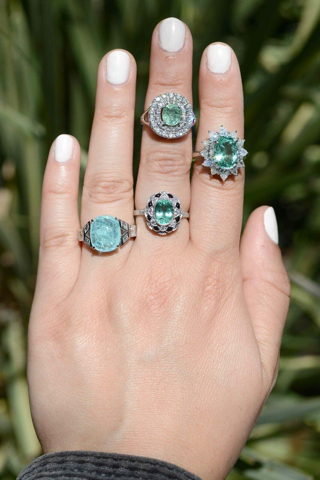 5 Carat Paraiba Tourmaline Sugarloaf Cabochon Engagement Ring
