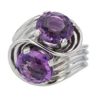 Retro 14k White Gold Amethyst Toi et Moi Cocktail Ring