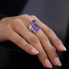 Retro 14k White Gold Amethyst Toi et Moi Cocktail Ring