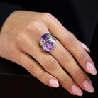 Retro 14k White Gold Amethyst Toi et Moi Cocktail Ring