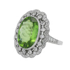 Estate 9.06 Carat Peridot and Diamond Platinum Cocktail Ring