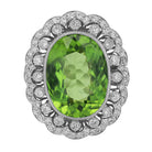 Estate 9.06 Carat Peridot and Diamond Platinum Cocktail Ring