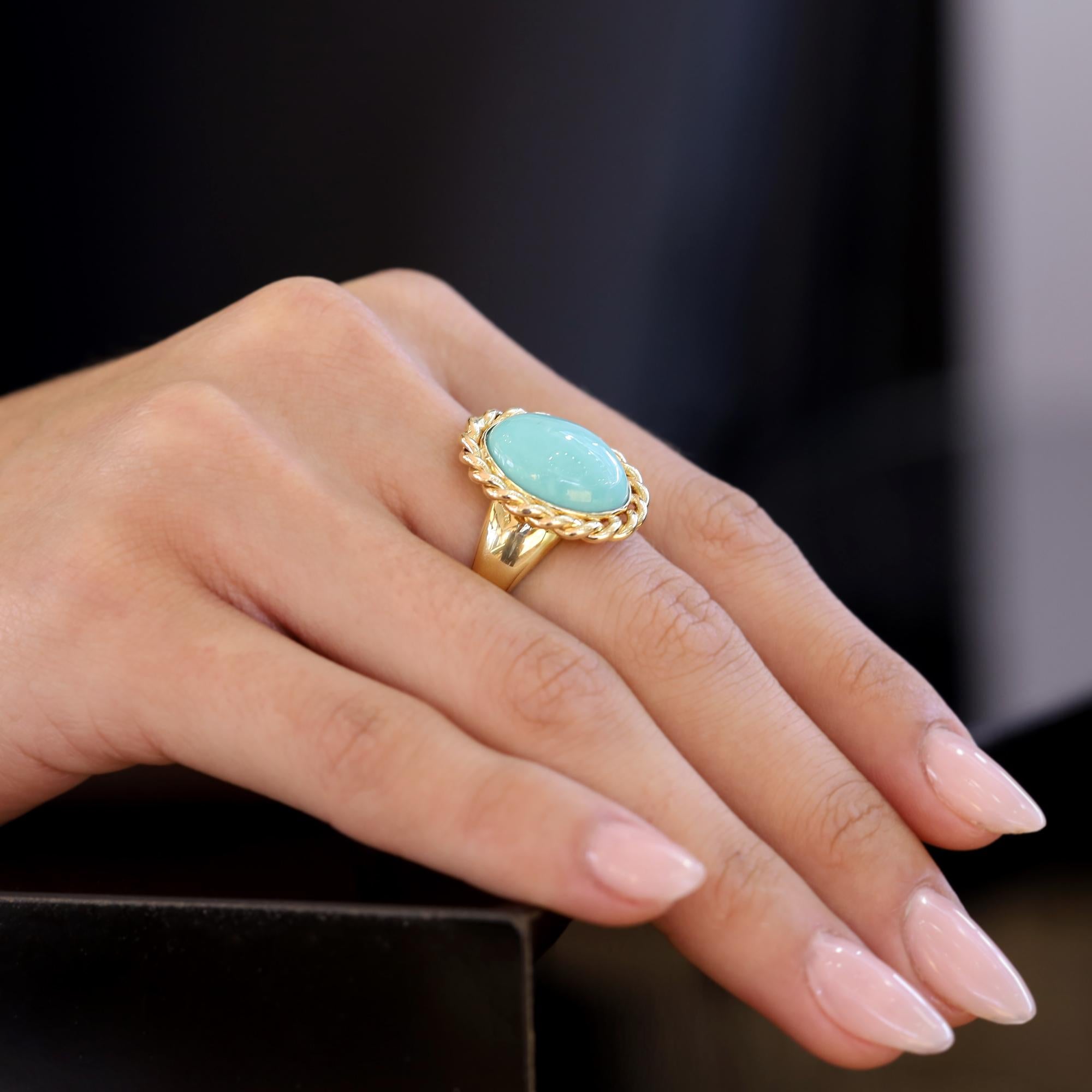 Dreamy Mid Century 14k Gold Estate Turquoise Ring