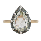 Antique 2 Carat Rose Cut Pear Diamond Georgian Revival Engagement Ring