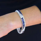 Art Deco 12 Carats Diamond & Sapphire Geometric Line Bracelet