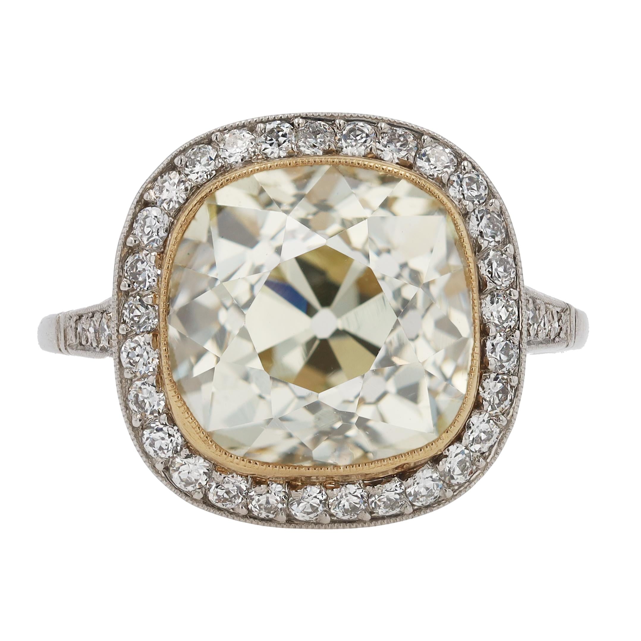 Belrose 5.51 Carat Antique Old Mine Cut Diamond Engagement Ring