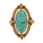 Art Nouveau Turquoise and 14k Gold Fleur-De-Lis Ring